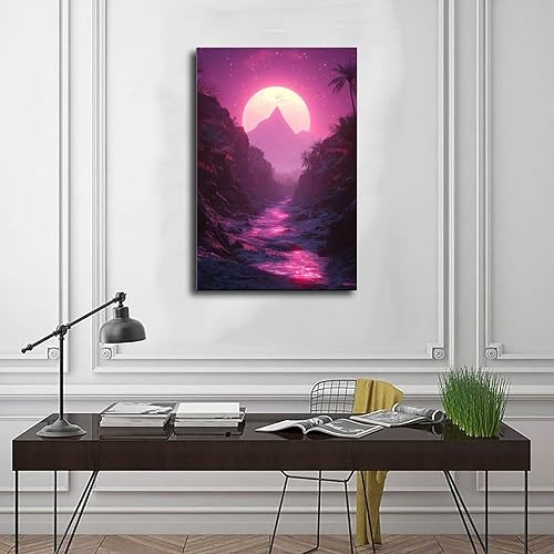 Miniatura 3 de ZMLIS Synthwave Dreamscape Wall Art  Retro Futuristic Poster  Neon Grid Aesthetic Room Decor Canvas Poster Wall Art Bedroom Decor Office Room