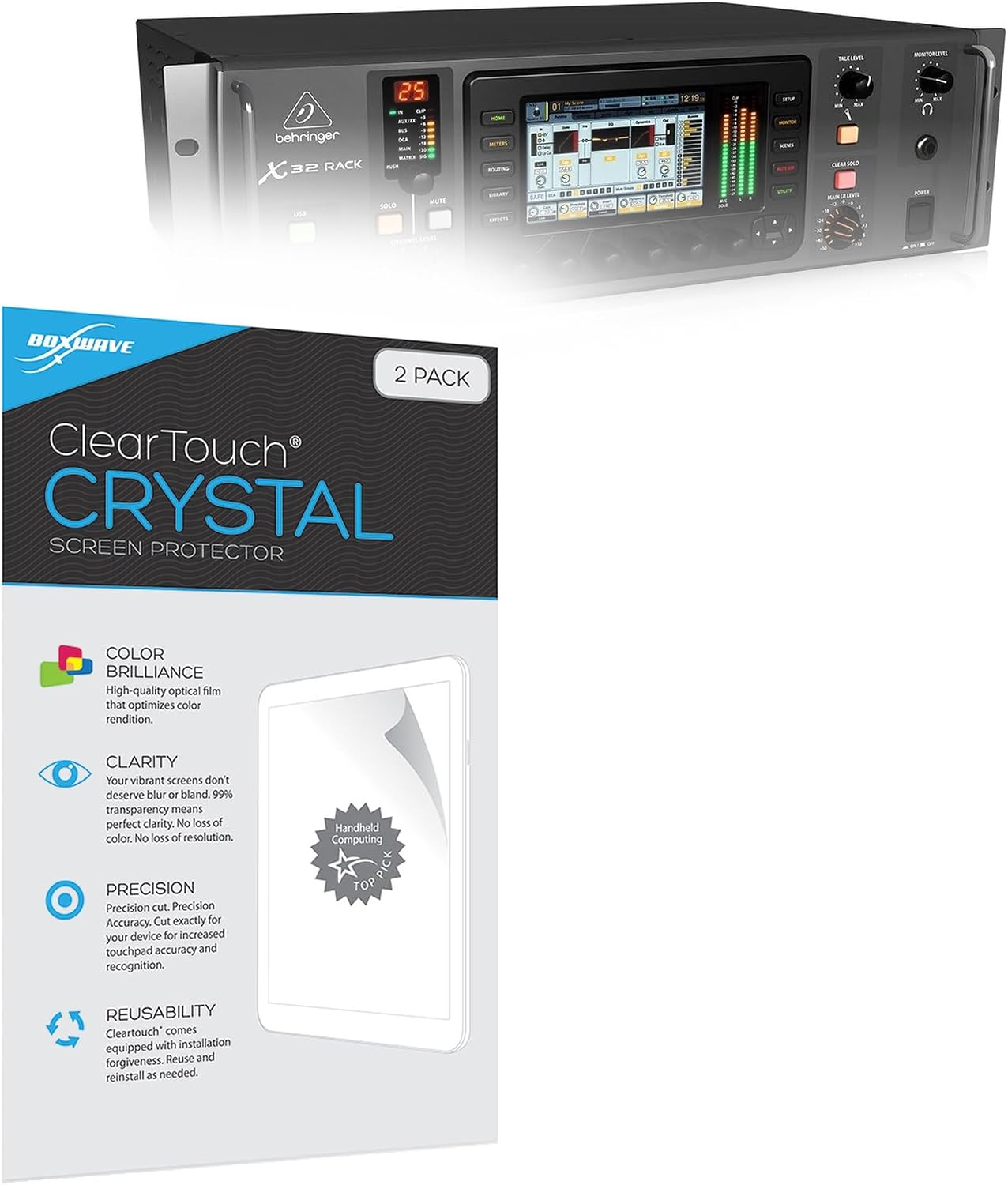BoxWave Screen Protector Compatible with Behringer X32 Rack - ClearTouch Crystal (2-Pack), HD Film Skin - Shields from Scratches