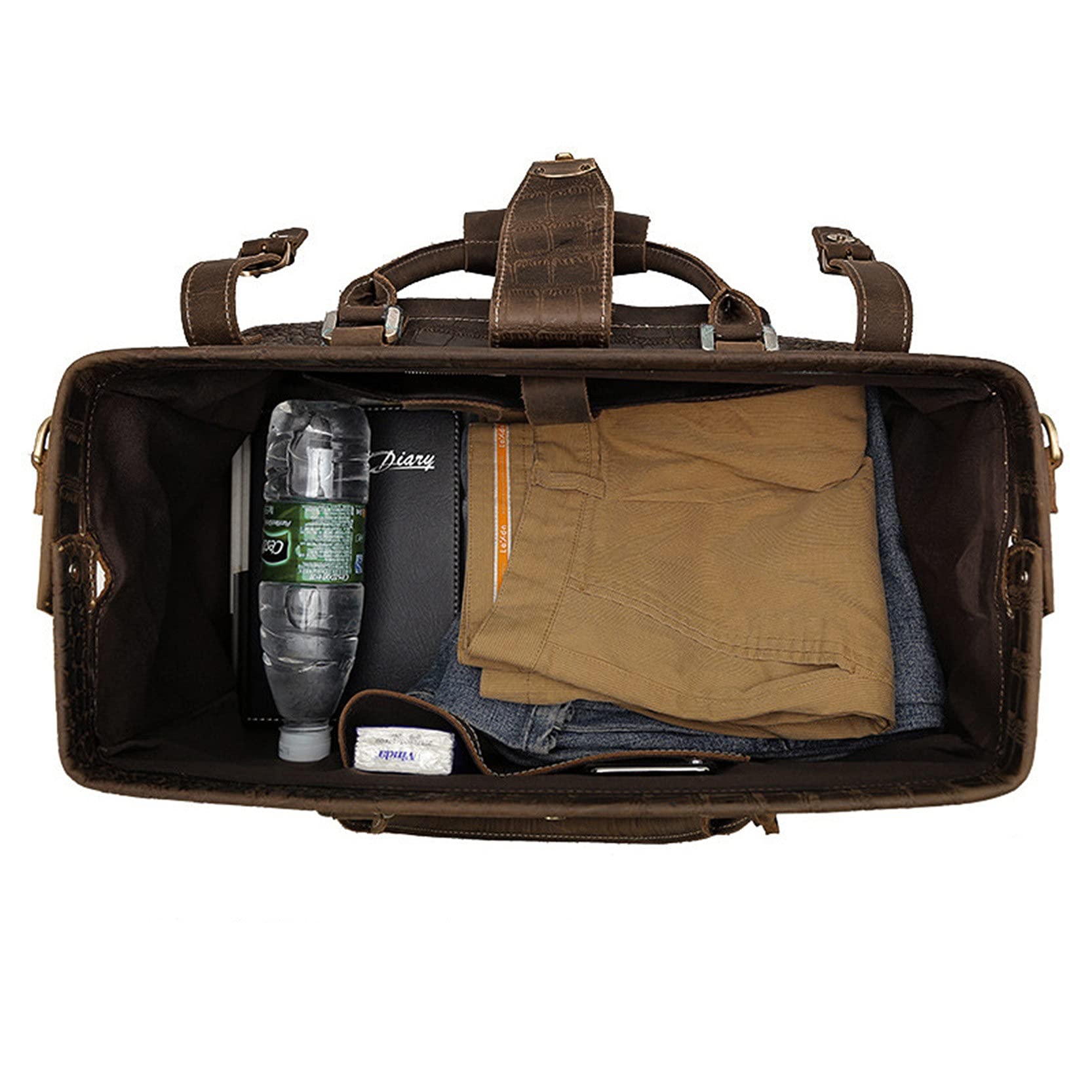 Grand Sac De Voyage Weekend En Cuir Marron Pour Homme, Fabriqué Main, Bandoulière Réglable