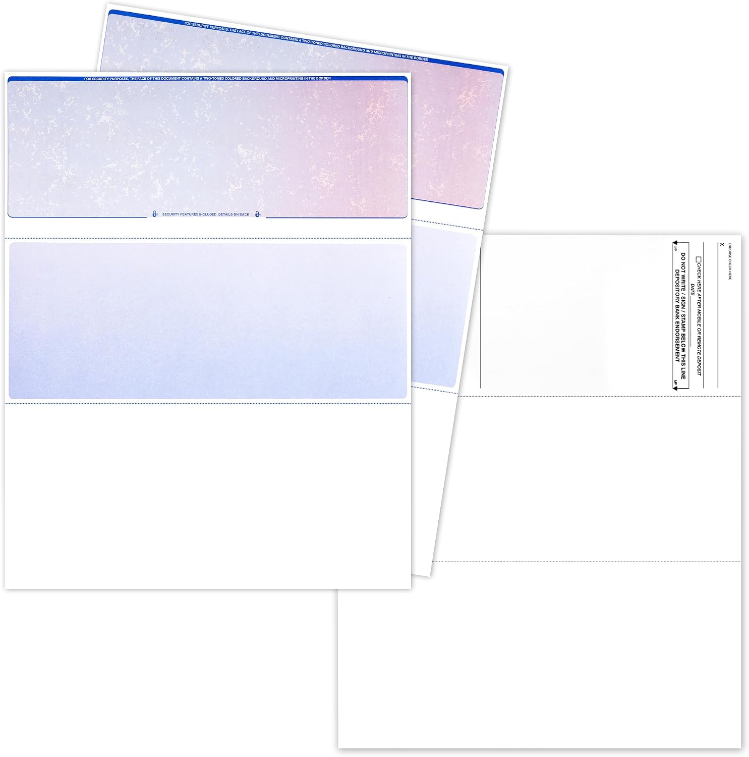 EnDoc Computer Check Paper - 250 Sheets - Business Checks on Top - Security Features & Laser Printer Compatible with Quickbooks Blank Check Stock - Prismatic Blue-Red