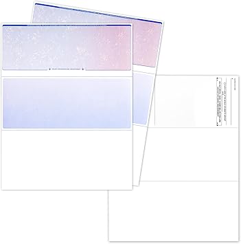 EnDoc Computer Check Paper - 50 Sheets - Business Checks on Top and Stub on Bottom - Security Features & Laser Printer Compatible with Quickbooks Blank Check Stock - Blue Red