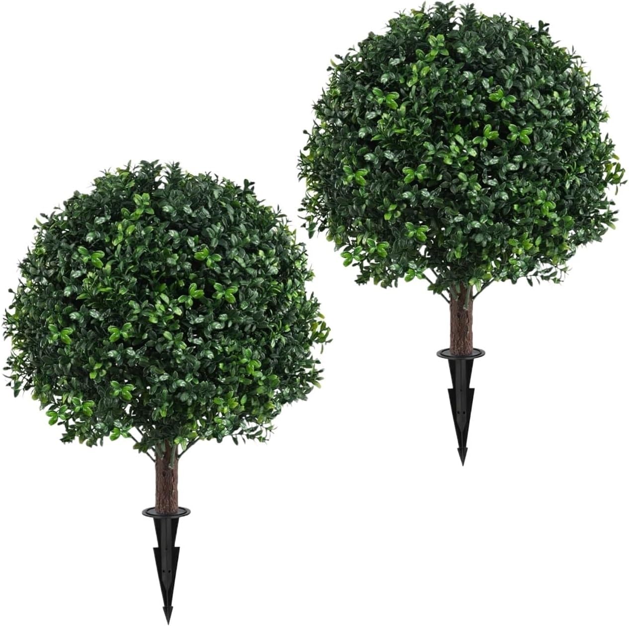 23.6" Artificial Shrubs, Simulated Trees with Ground Stakes, for Porches, Outdoors, Indoors, and Gardens,2pack Fully Decorated(Green)