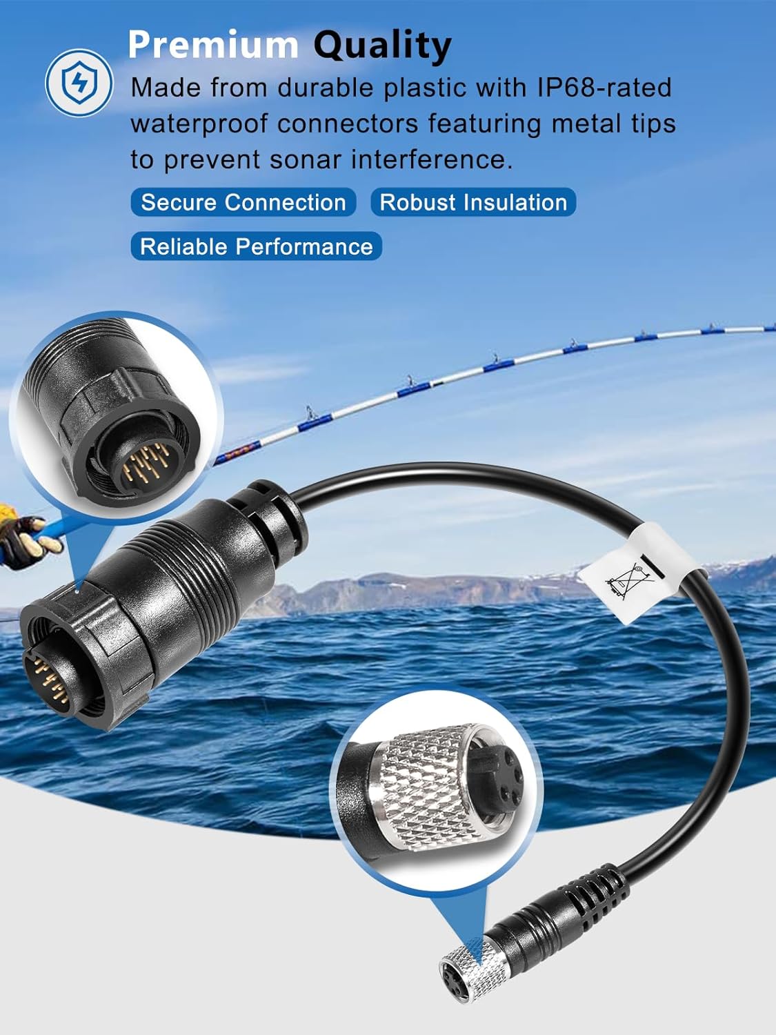 Replacement for 1852073 MKR-US2-13 Universal Sonar 2 Adapter Cable for Trolling Motors to HUMMINBIRD XPLORE, APEX, SOLIX, Onix Chartplotter and Fishfinder