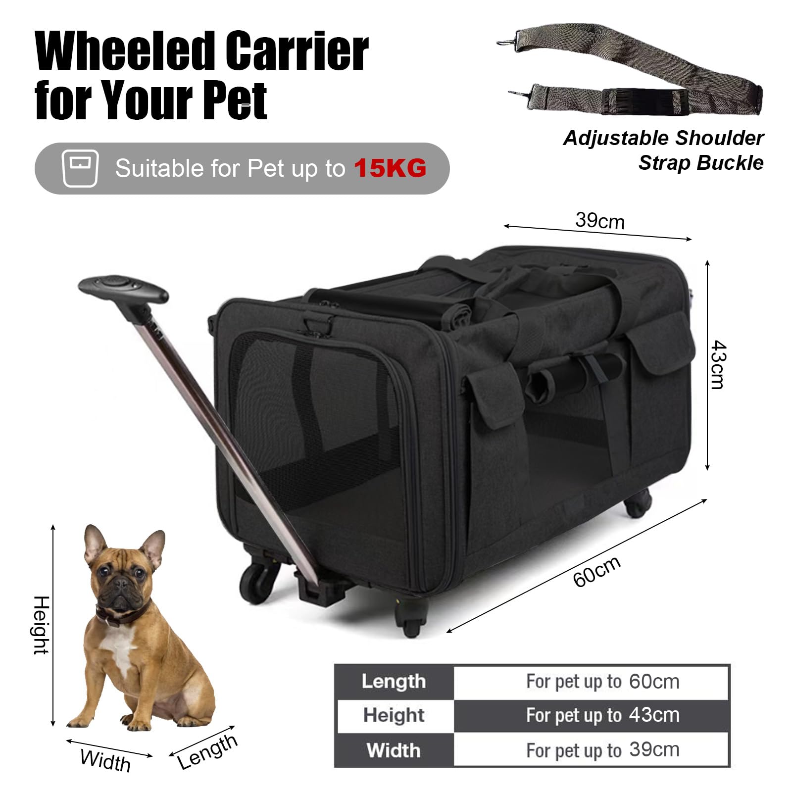 Scatole per il Trasporto di Gatti con Ruote Girevoli Rimovibili, 30L Gatto Grande Trolley, Portatile per Animali Pieghevole Zaino per Cani Gatti Estensibile, Trasportino per Gatti all'aperto e a Casa