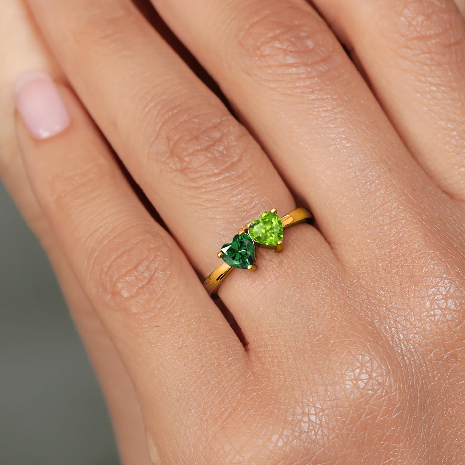 Gem Stone King 18K Yellow Gold Plated Silver Green Simulated Emerald and Green Peridot Ring For Women | 1.00 Cttw | Wedding Engagement Anniversary Promise Ring | Available In Size 5-9