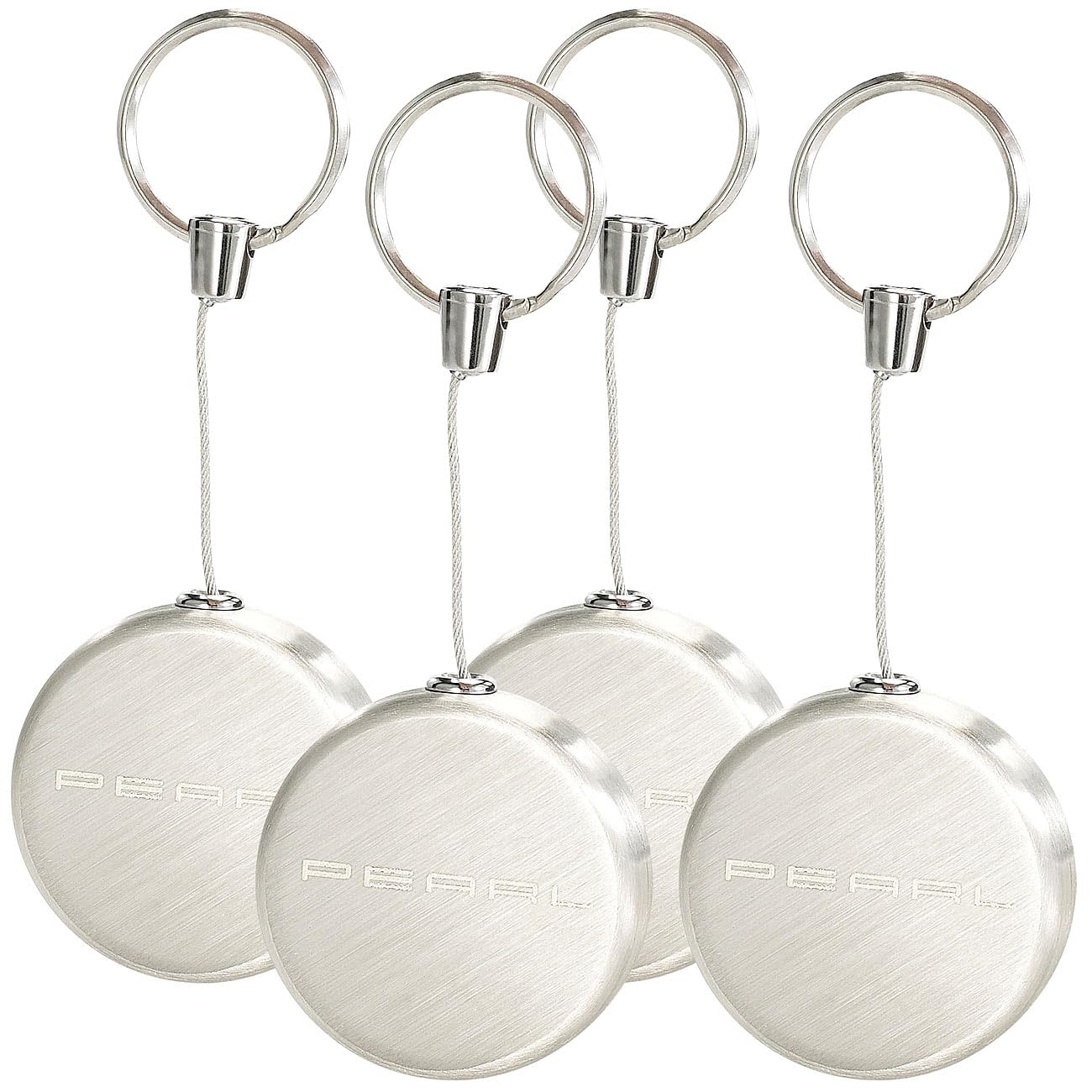 infactory Schlüsselband: 4er-Set Schlüsselanhänger Key-Rewinder Deluxe aus Edelstahl (Schlüsselanhänger Ultraflexible, Aufroller, Zip)