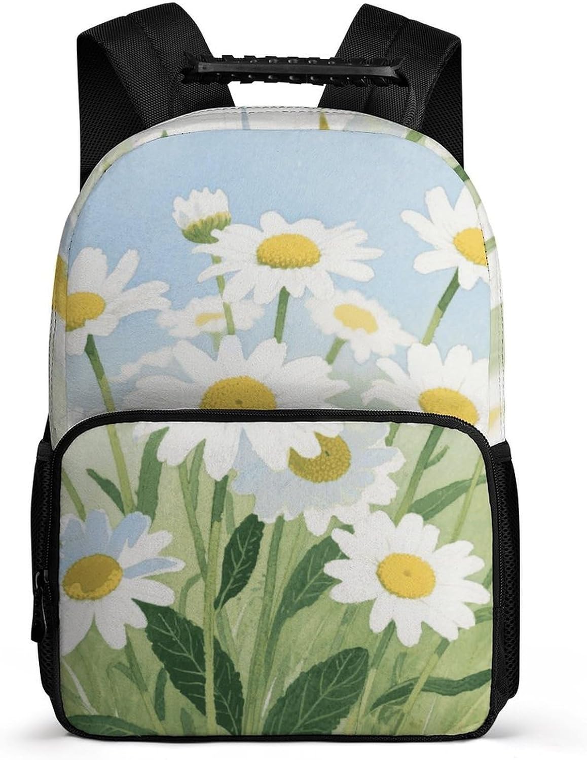 Watercolor Daisy Backpack 15.7 Inch - Heavy Duty Daypack with Ergonomic Padded Adjustable Straps, Travel Laptop Backpack Lightweight Personal Item Bag for Travel, Work, Hiking