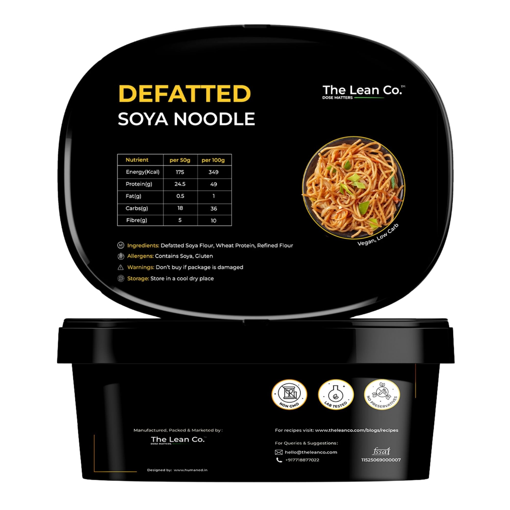 The Lean Co. Defatted Soya Noodle 200 g | 48% Protein, 1% Fat | Low Carb | Vegan | No Preservatives | Protein Rich(24 gm per serving) | Not Fried No MSG | No Artificial Flavour or Colours-image-14
