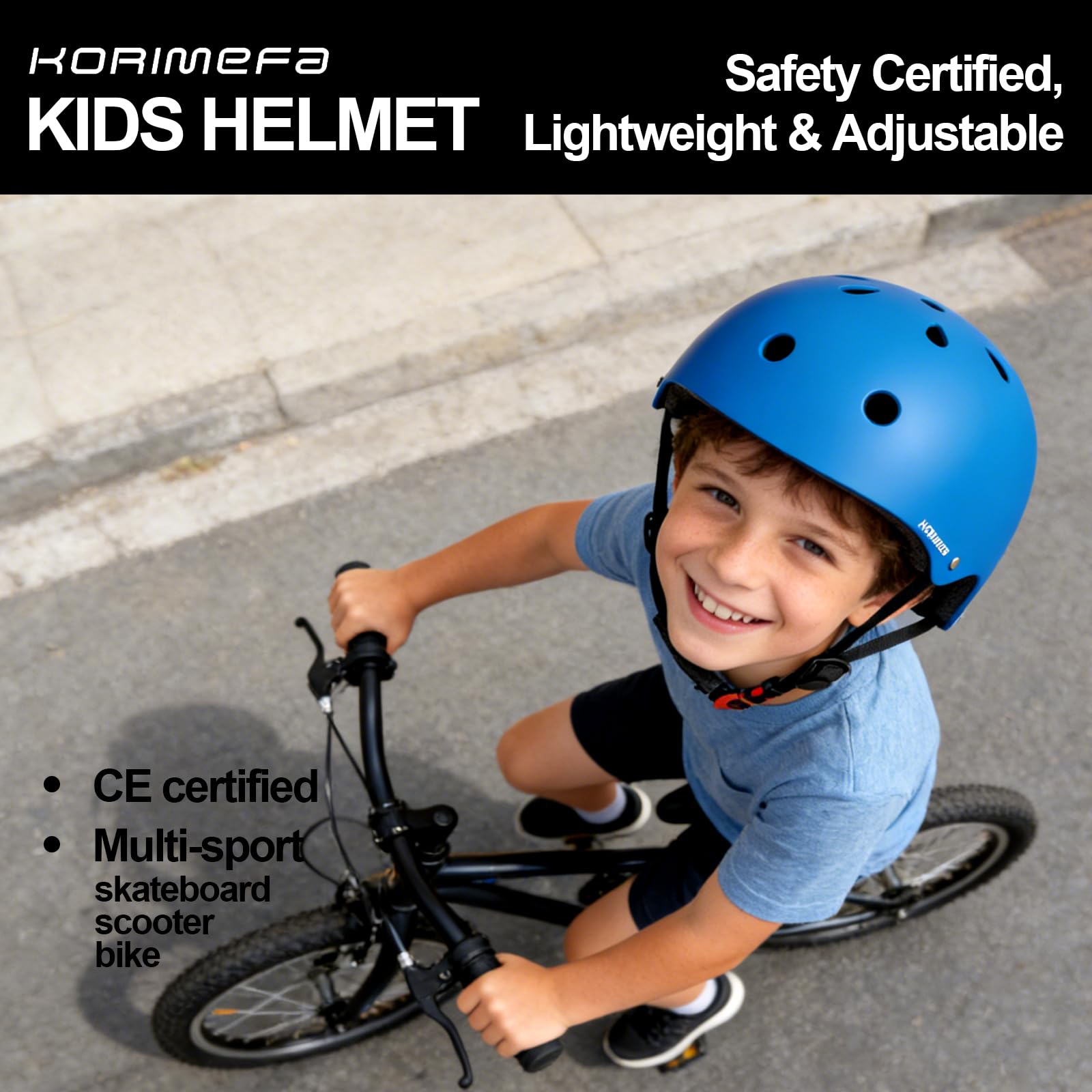 KORIMEFA Casco Bicicleta Niños y Niñas 2-13 Años 51-58cm, Ajustable para Patinete, Skate y Triciclo