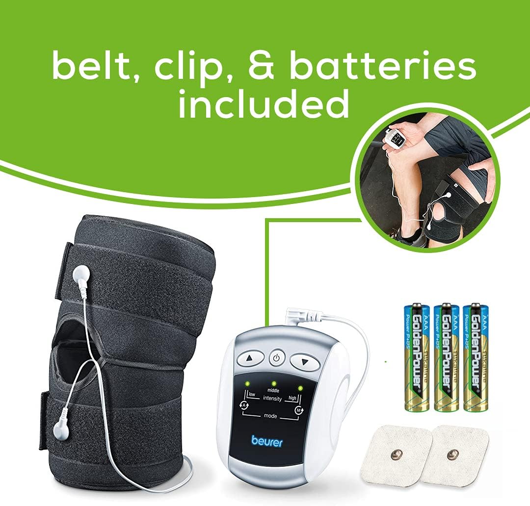 Beurer EM34 2-in-1 Knee & Elbow TENS Unit, Electric Massager with Brace for Pain Relief | 25 Modes | Good for Professionals | Universal Cuff Size, Men & Women | Stabilizing Muscle Strength Stimulator : Everything Else