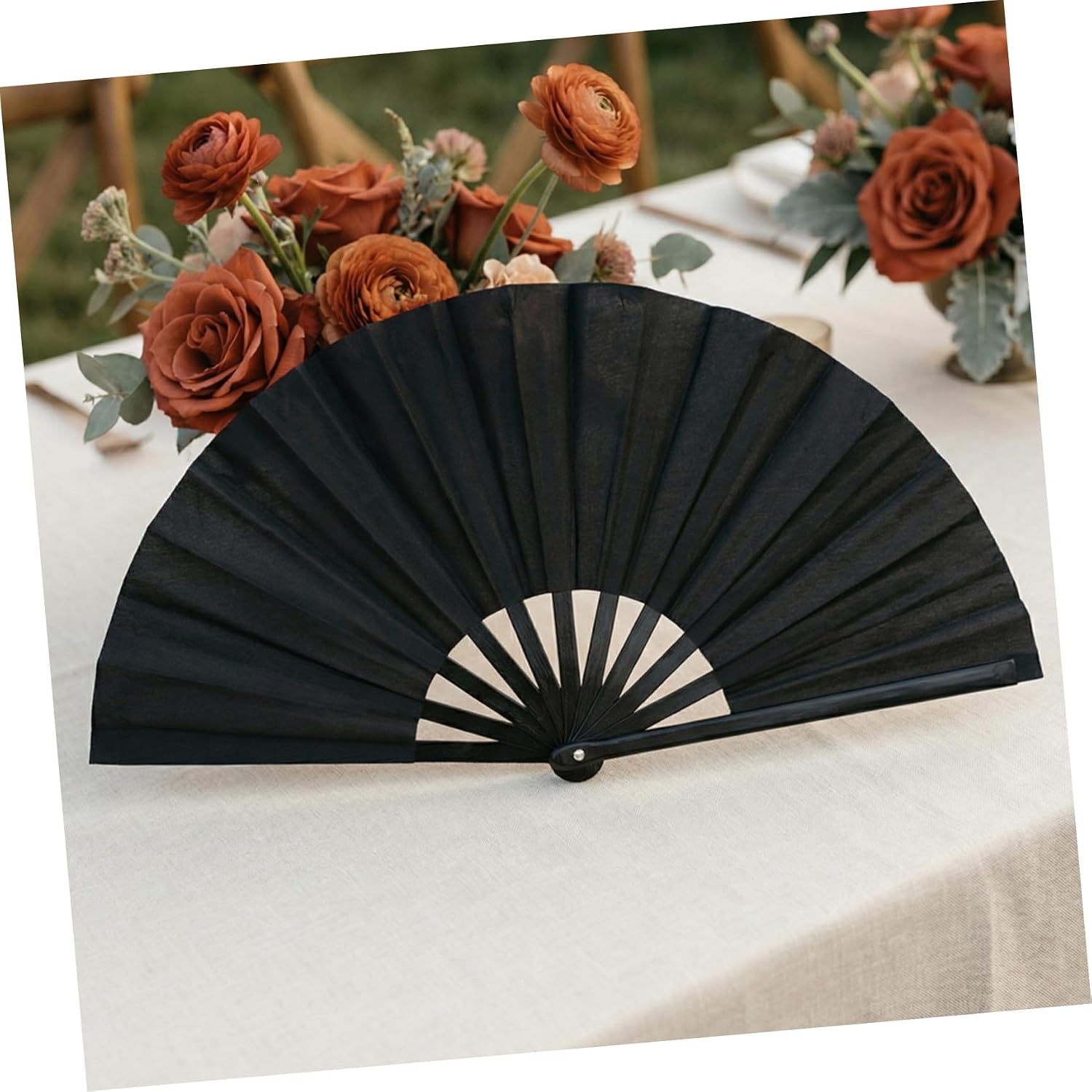 Ciieeo 3 Sets Black Folding Hand Fans for Martial Arts Performance with Quick and Smooth Opening, Easy to Use Abs and Cloth Material Fans with Storage Bag, for Tai Chi Training