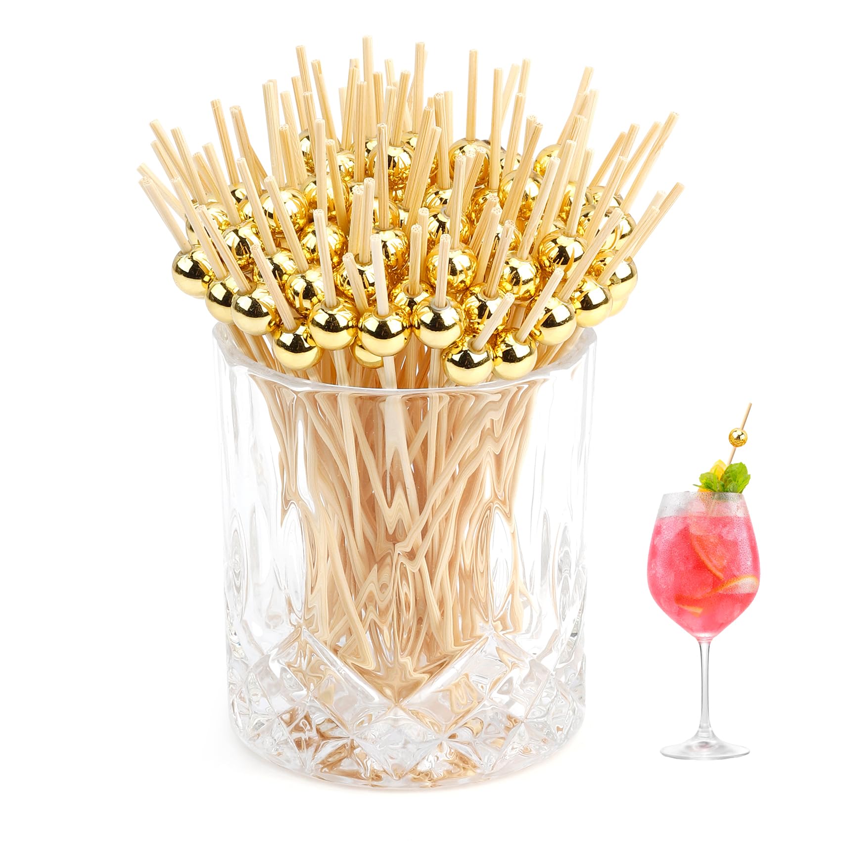 Cure-dents à cocktail dorés anti-doigts gras pour apéritifs réussis