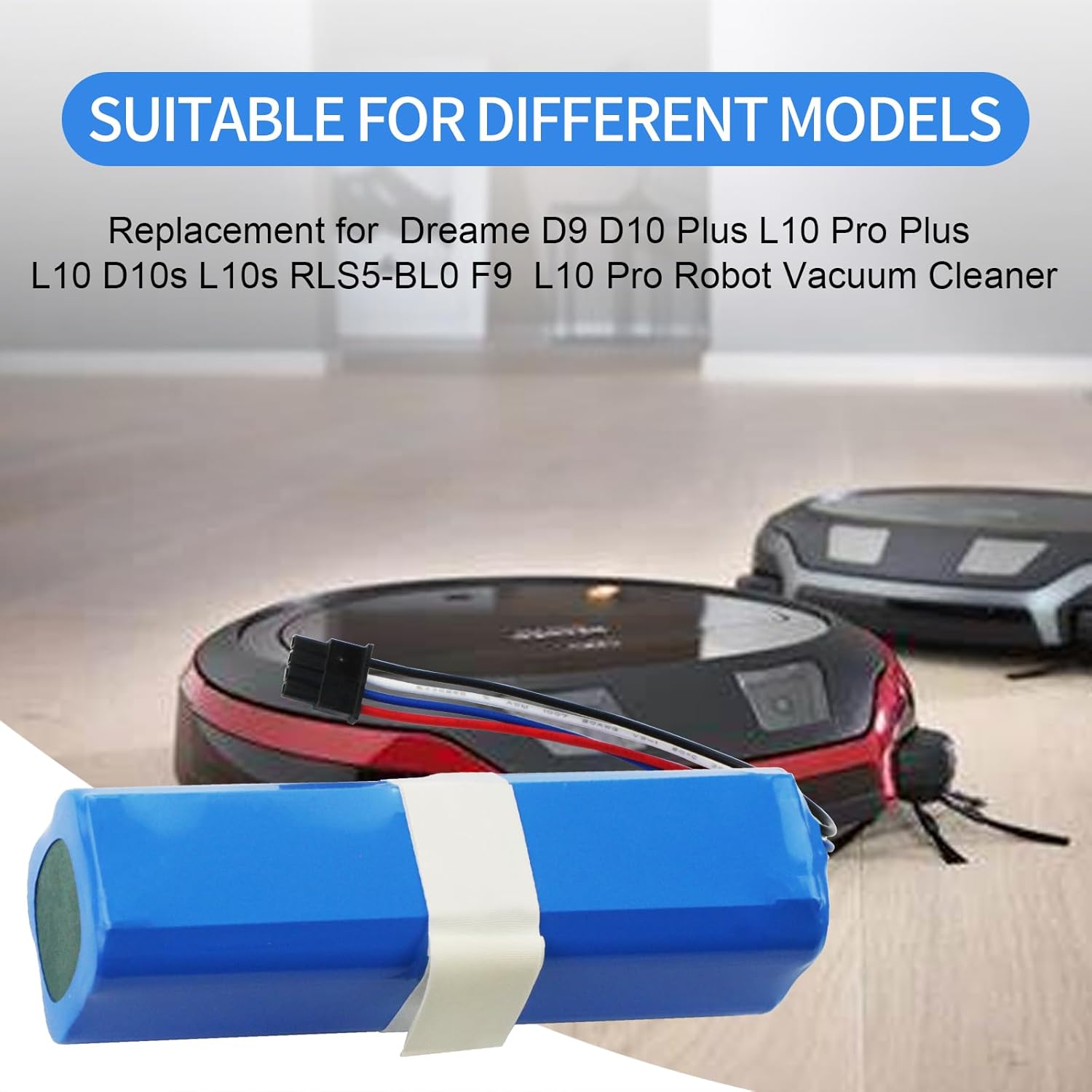 5200mAh Replacement Battery Compatible with Dreame D9,D9 Max,D9 Pro,F9,D10,D10s,D10 Plus, L10,L10s,L10 Pro,L10 Pro Plus,RL55L,RLS5-BL0,RLS5-WH0,RVS5-WH0,Z10 Pro Robot Vacuum Cleaner P2008-4S2P-MMBK