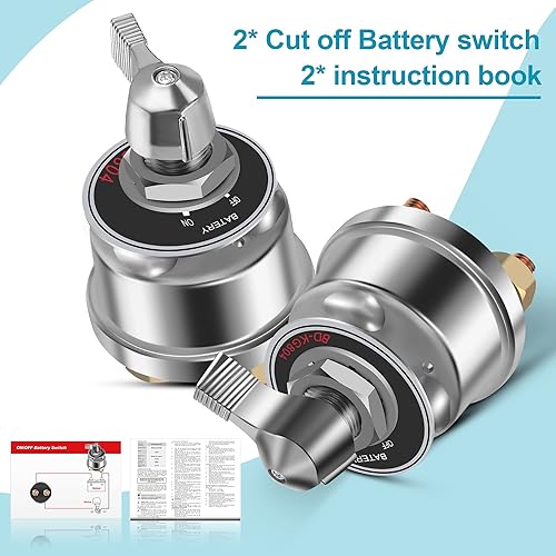 Miniatura 8 de Feekoon Interruptor de desconexión de batería, 2 piezas, interruptor maestro de corte de batería para lanchas marinas, RV, ATV, UTV, vehículos,