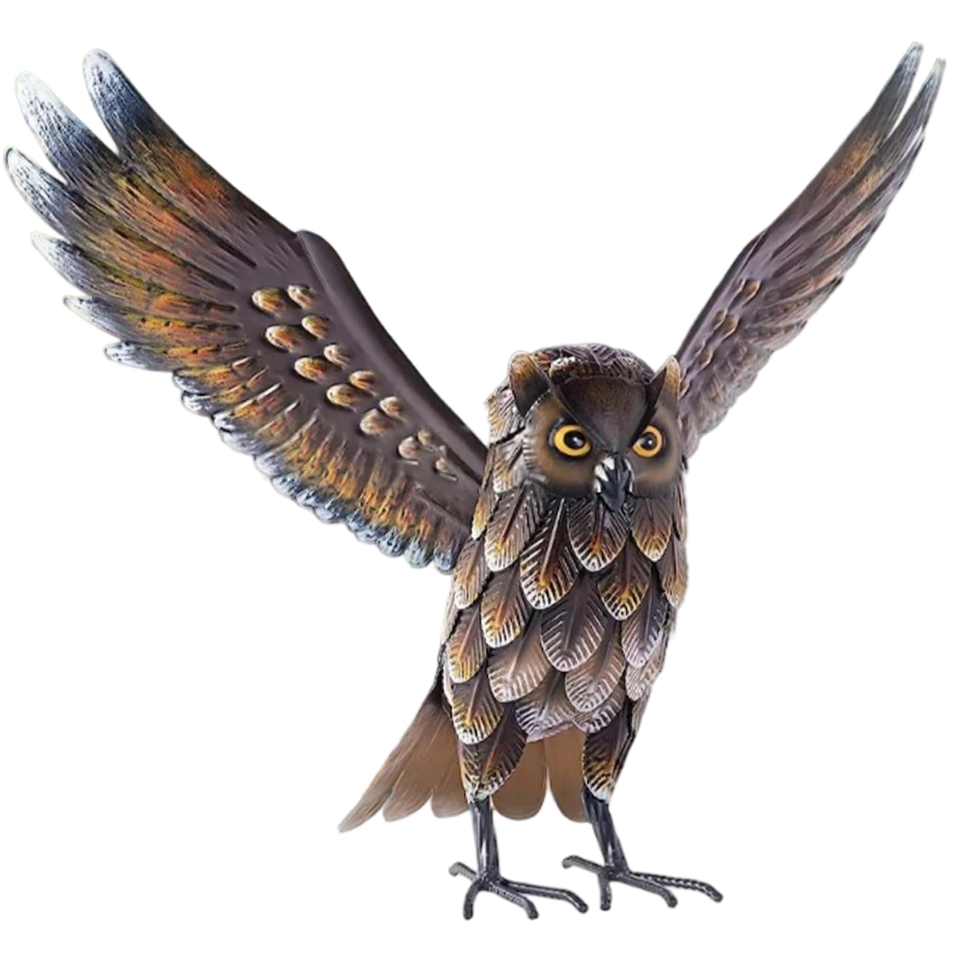 Grtheenumb resin figurine|Owl Statue, Realistic Owl Sculptures Metal Yard Art Standing Metal Bird for Home, Garden, Patio, Backyard, Porch Lawn Ornament Decoration