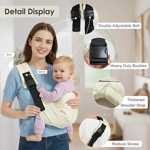 Miniatura 4 de Portabebés para niños pequeños, ligero para recién nacido, ajustable para niños pequeños, con capacidad para transportar de 7 a 40 libras, color