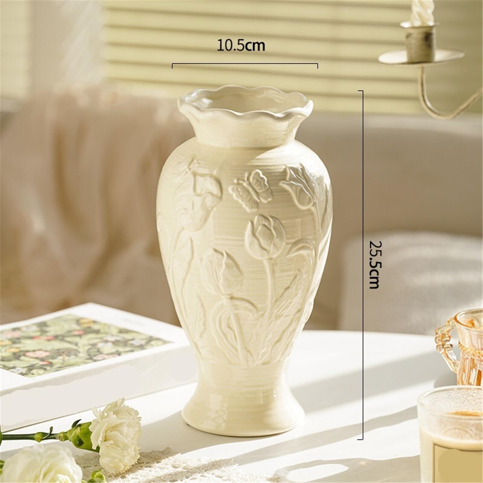 Wazon na kwiaty Vintage reliefowy motyl kwiatowy wazon ceramiczny