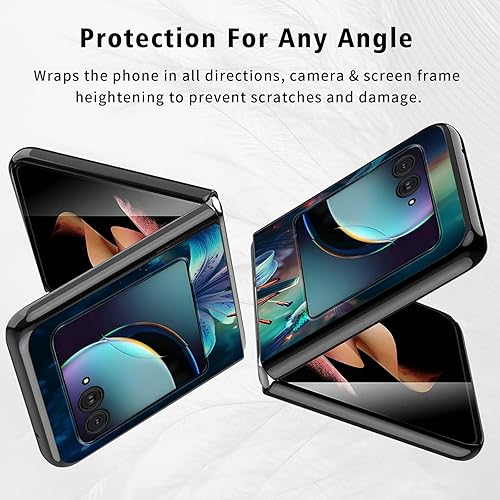 Vista 185 de Funda para Motorola Moto Razr Plus 2023 con protección de pantalla, cubierta trasera de policarbonato duro delgada y ultrafina con patrón de estante
