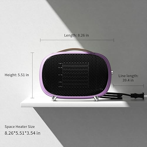 Miniatura 2 de Calentador eléctrico portátil de 800 W400 Wviento natural, calentador de espacio pequeño de calentamiento rápido PTC con protección contra vuelco y