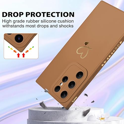 Miniatura 2 de Funda para Samsung Galaxy S23 Ultra para niñas y mujeres, lindo diseño de corazón de amor, funda flexible de silicona líquida a prueba de golpes,