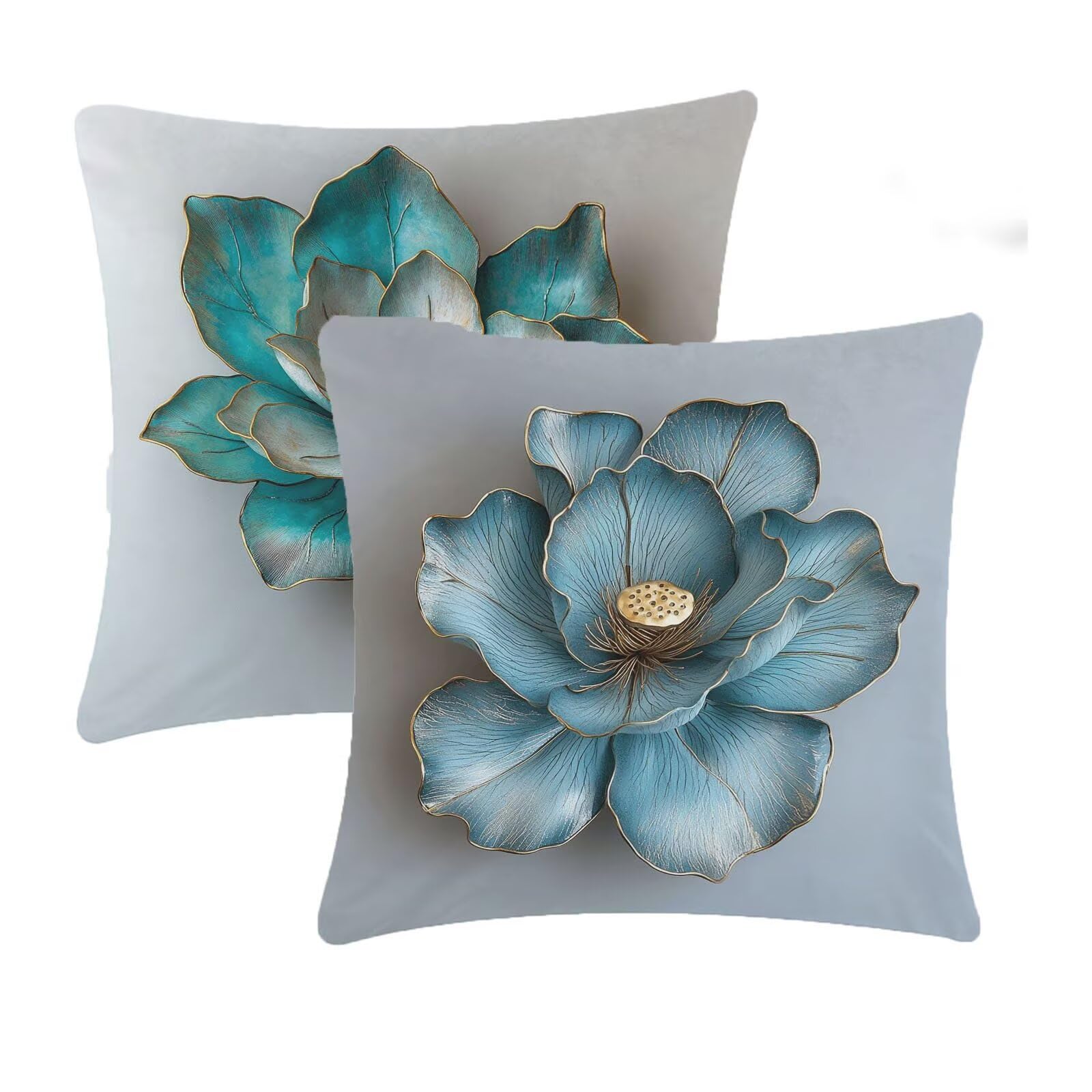 Coussin exterieur impermeable bleu 50x50cm anti tache lot de 2 housses