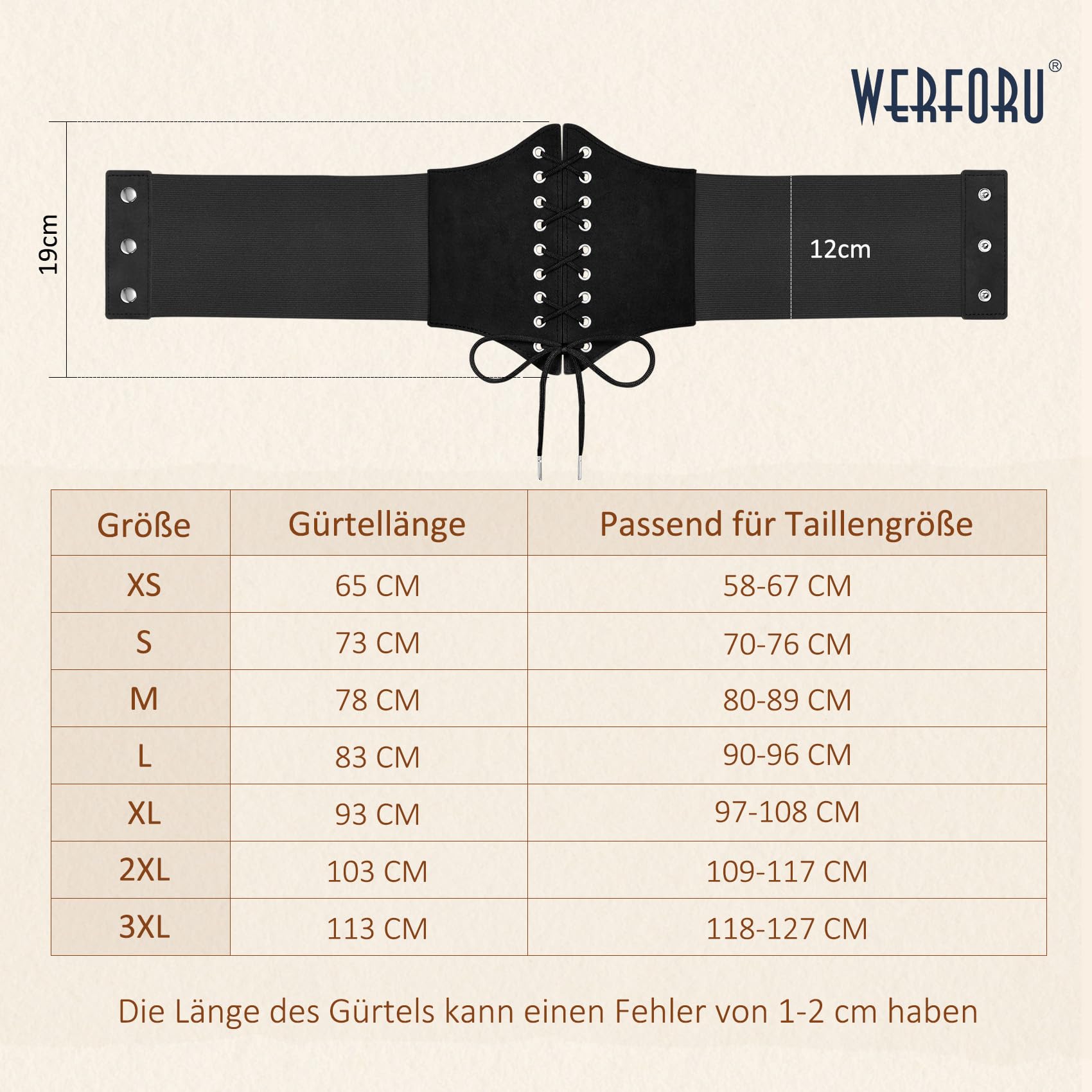 WERFORU Damski pasek Tied Waspie, szeroki pasek sznurowany, gorset, elastyczny pasek w talii