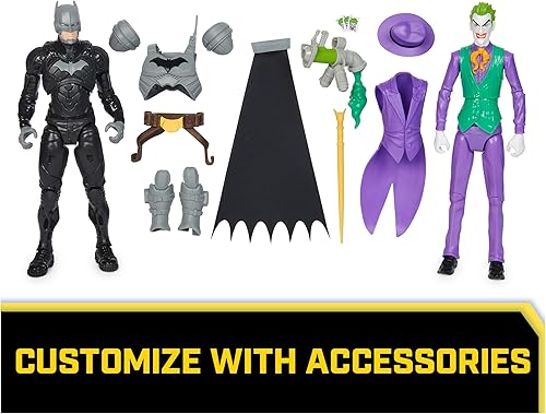 Miniatura 4 de DC Comics, Batman Adventures, Juego de figuras de acción de Batman vs The Joker, 2 figuras, 12 accesorios de armadura, juguete de superhéroe de 12