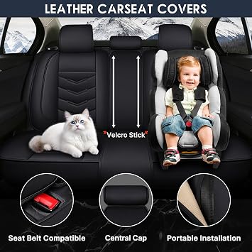 Car Seat Covers 7 Seats for Ford Explorer 2000-2026, Durable Wear Resistant Waterproof Vehicle Cushion Covers,Breathable No Odor Premium Leather Vehicle Seat Covers. (Standard,Black)