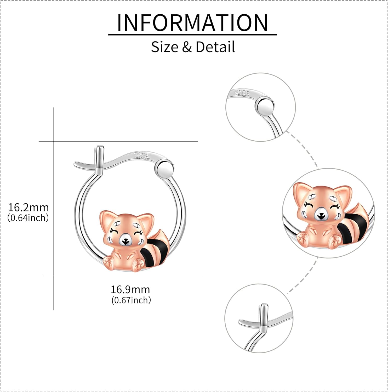 YAFEINI Red Panda Hoop Earrings 925 Sterling Silver Red Panda Hoop Earrings Gifts Jewelry for Women - Image 4