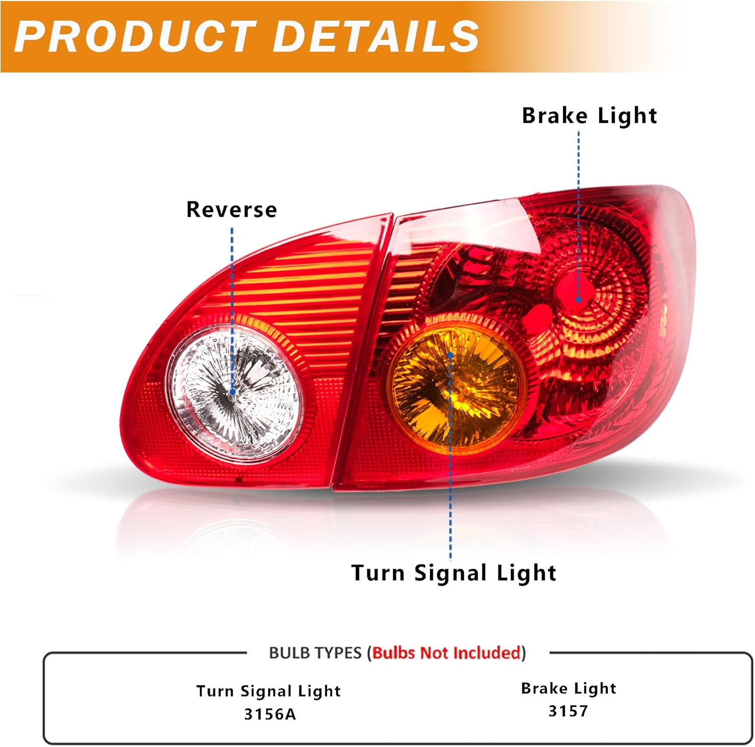 Tail Lights Assembly Compatible with 2003-2008 Toyota Corolla Inner   Outer Tail Lamps Driver and Passenger Side, Original Red, 4pcs