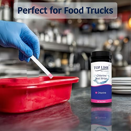 Miniatura 6 de 200 tiras reactivas de cloro para servicio de alimentos de 0 a 500 ppm (paquete de valor) - Tiras de prueba de desinfectante de blanqueador para