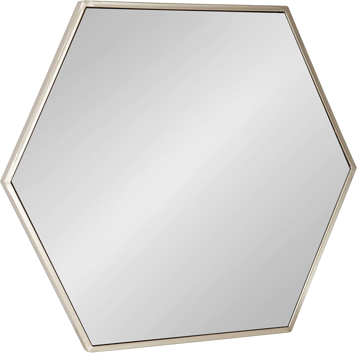Kate and Laurel McNeer Modern Wall Mirror, 22 x 25, Silver, Geometric Hexagon Mirror for Wall