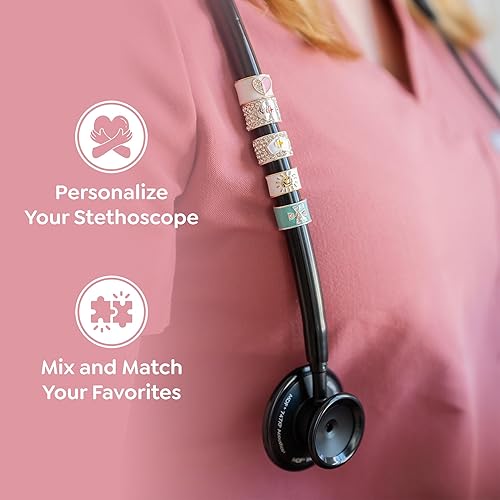 Miniatura 2 de charMED Dijes de estetoscopio personalizados  Dije de trébol verde esmeralda 3D  Regalos para enfermeras, médicos, veterinarios, técnicos, cirujanos