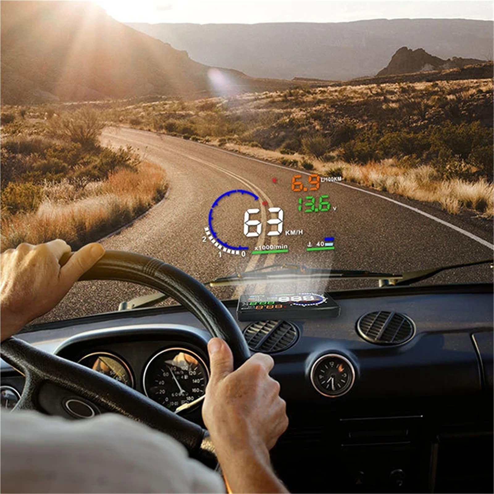 Car Speed HUD Speedometer Oil Consumption Water Temperature Head Up Display Battery Voltage OBD Windshield Projector Truck