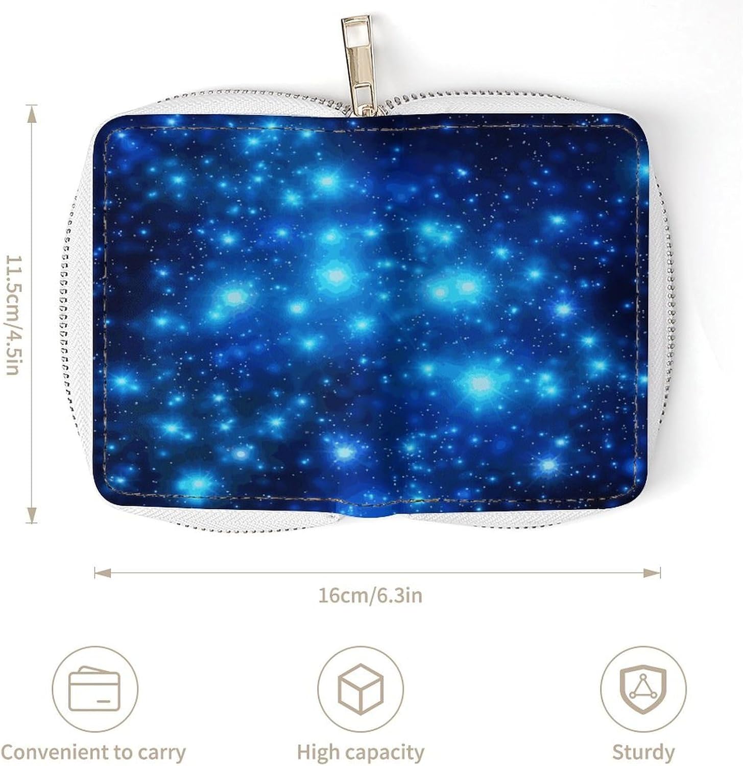 Blue Shining Stars Card Holder RFID Blocking,Credit Card Wallet for Women And Men,Card Case Organizer Bag with Zipper