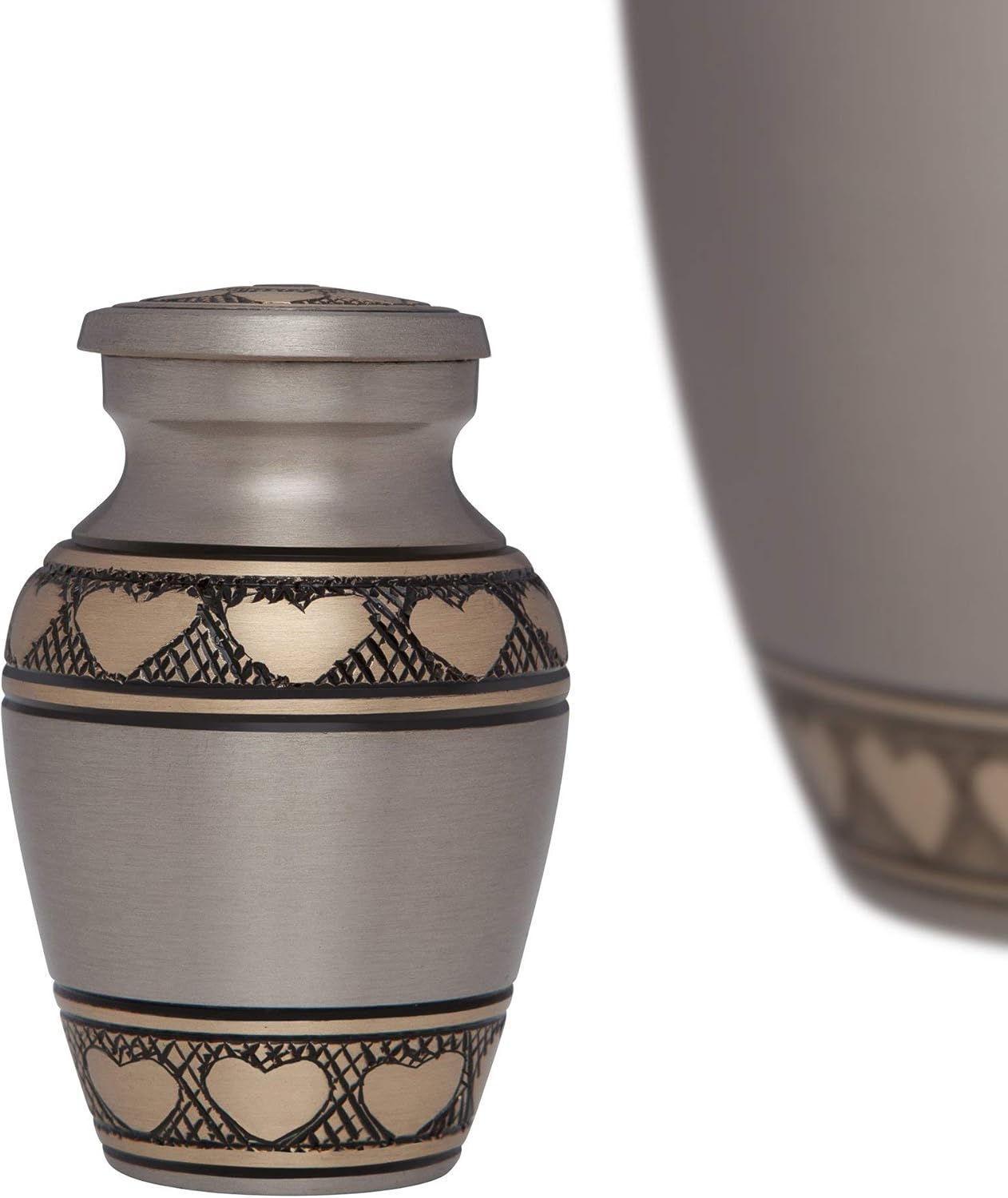 Gold Hearts Mini Keepsake Urn • Miniature Funeral Cremation