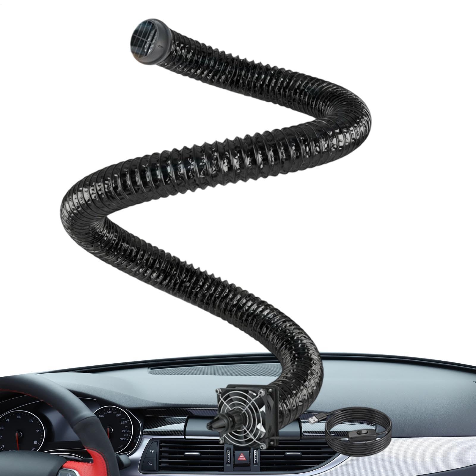 Generico Prolunga per Uscite Aria Auto per Sedili Posteriori,Si Estende Fino a 3 Metri Universale Resistente al Calore | Tubo Aria Auto,per Bambini Animali Domestici Camion SUV Berlina Pickup