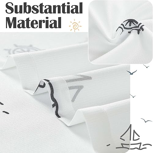 Miniatura 8 de jinchan Cortina de ducha de tela simple náutica en blanco y negro para baño, diseño de velero, impermeable en el baño, 70 x 72 pulgadas, juego de