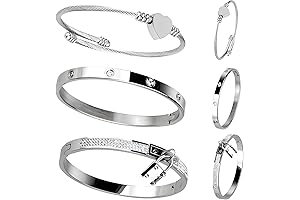 Pack of 3 Stainless Steel Bangle Bracelets for Women