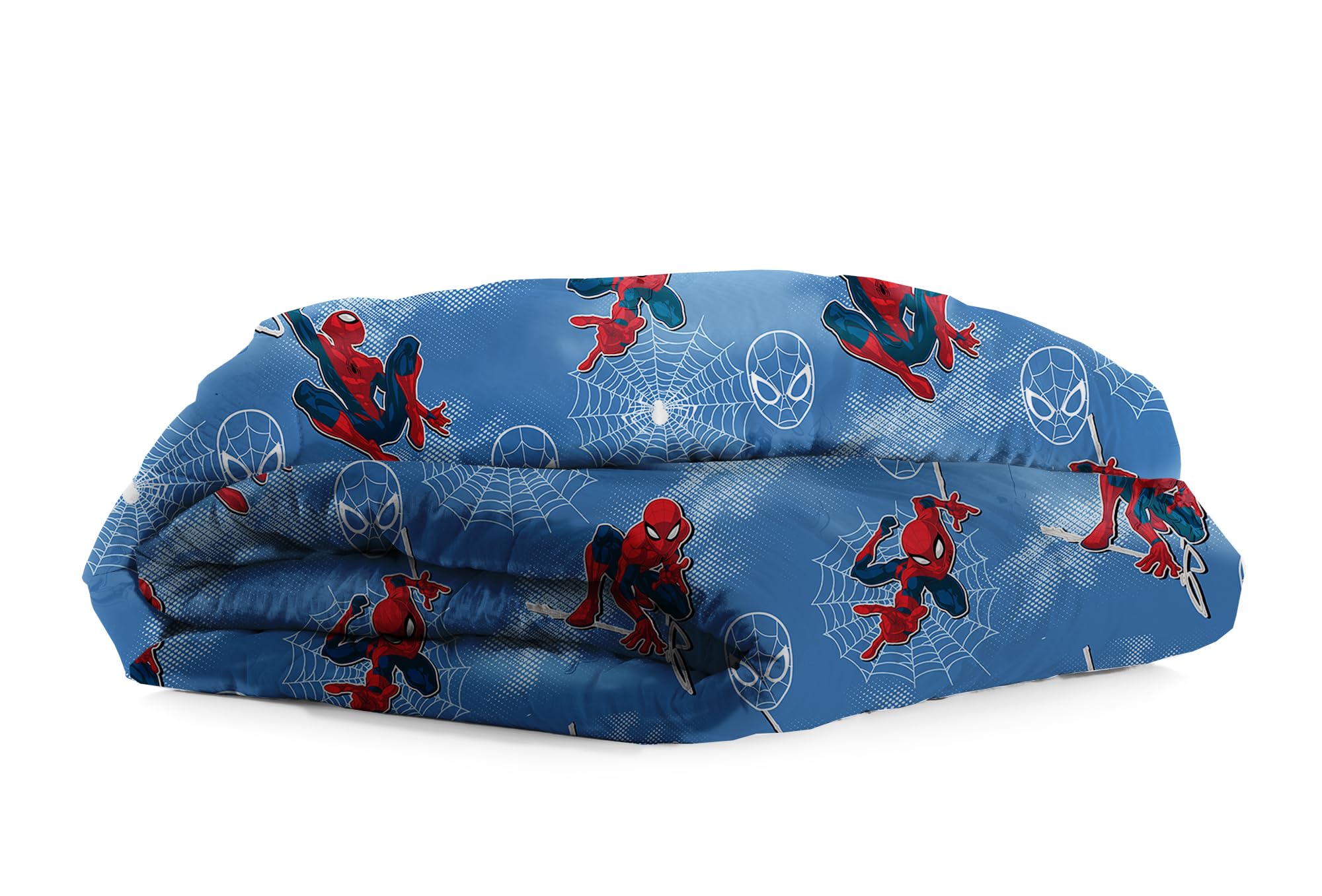 Spiderman, Set Copripiumino Singolo Cotone, Blu, Sacco 155x200, Federa 50x80, Marvel, 100% Cotone, Prodotto Ufficiale