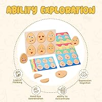 Vista 3 de Juguetes Montessori para niños de 1, 2, 3 años, juguetes de madera para clasificar expresiones faciales para niños pequeños, juego de bloques