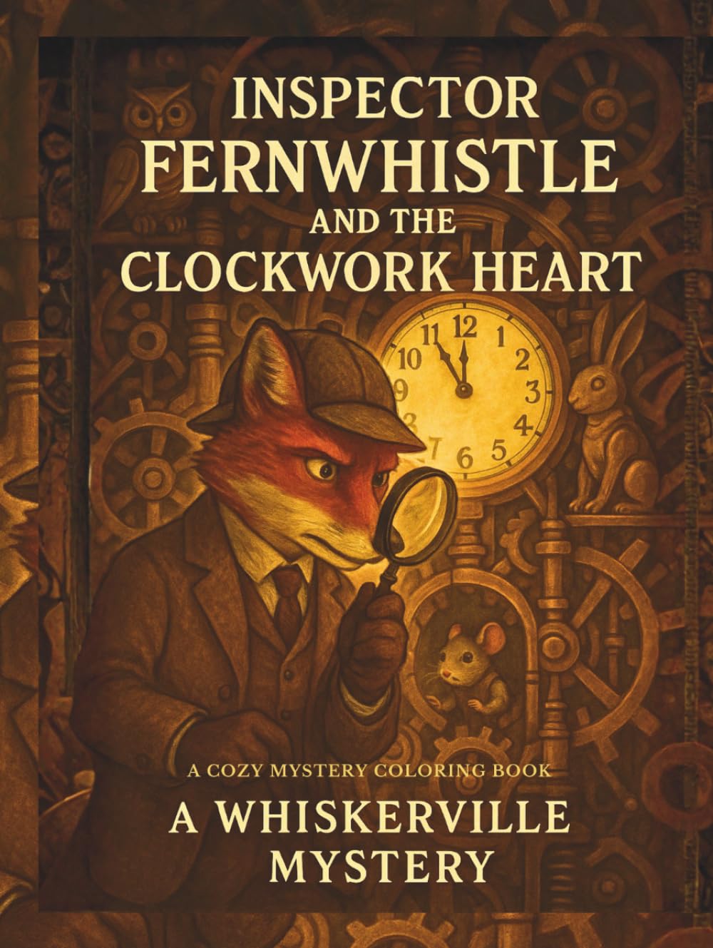 Inspector Fernwhistle and the Halloween Clockwork Heart: A Whiskerville Cozy Mystery: An Intricate Steampunk Coloring Adventure for Adults ... ... Coloring books with cozy detective story)