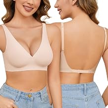 Yusongirl Seamless Low Back Bra Wireless Padded Bralette Thin Straps V Neck Halter Backless Cross Multiway Convertible Bras