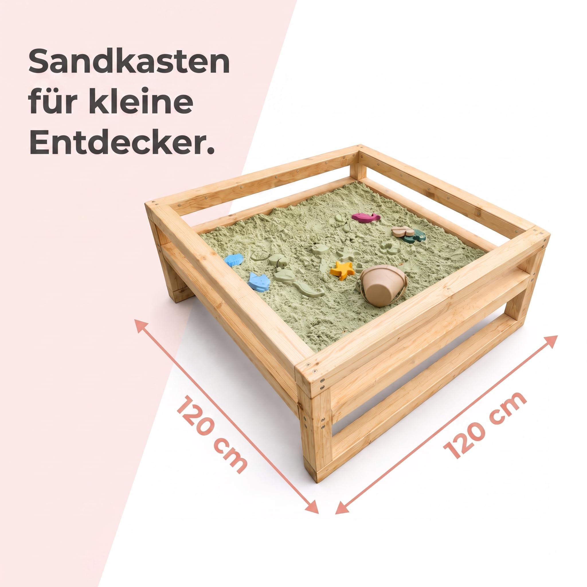Modulaki Outdoor Matschküche für Kinder – Kinderküche aus Holz mit Spüle, Herdplatten & Stauraum, inkl. Kochgeschirr, Utensilien & Kinetischem Sand, Gartenküche für draußen