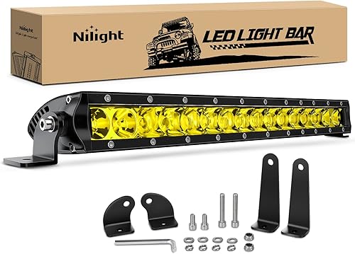 Nilight Barra de luz LED ámbar de 17 pulgadas, 80 W, superdelgada, combo de haz reflector y puntual, 8000 lm, 3D, luces de conducción, antiniebla,