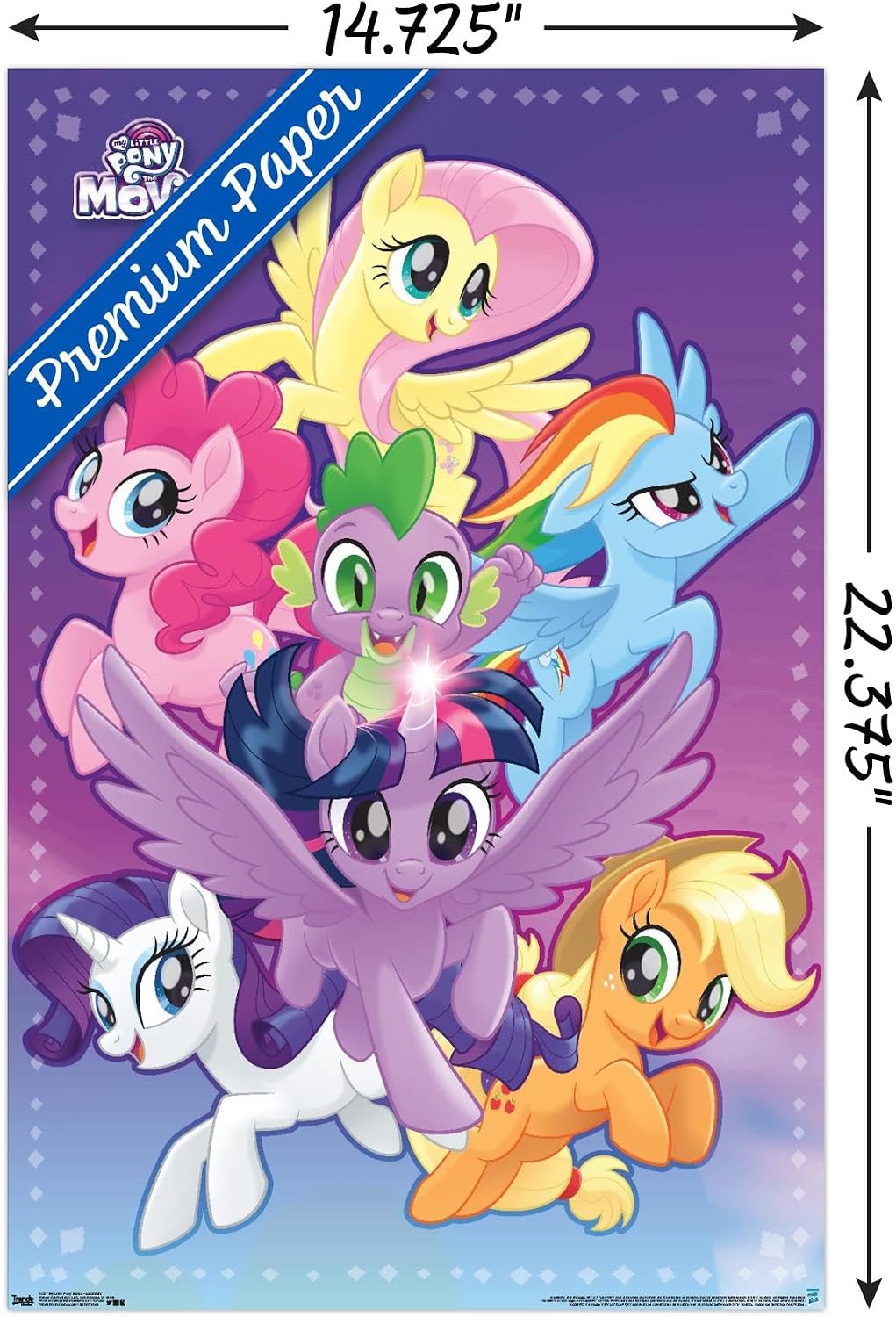 Trends International Hasbro My Little Pony Movie - Adventure Wall Poster, 14.725" x 22.375", Premium Poster & Mount Bundle