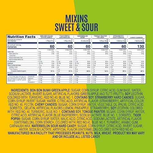 Miniatura 2 de Colombina Mixin's Sweets N' Sours - Paquete variado de dulces, envueltos individualmente, sin gluten, ideal para fiestas, piñatas y vacaciones,