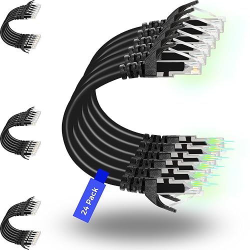 Miniatura 11 de Rapink Patch Cables Cat6 - Cable de conexión Ethernet Cat6 de 0.5 pies (paquete de 24), 10G, cable de conexión Cat 6 para panel de conexiones a