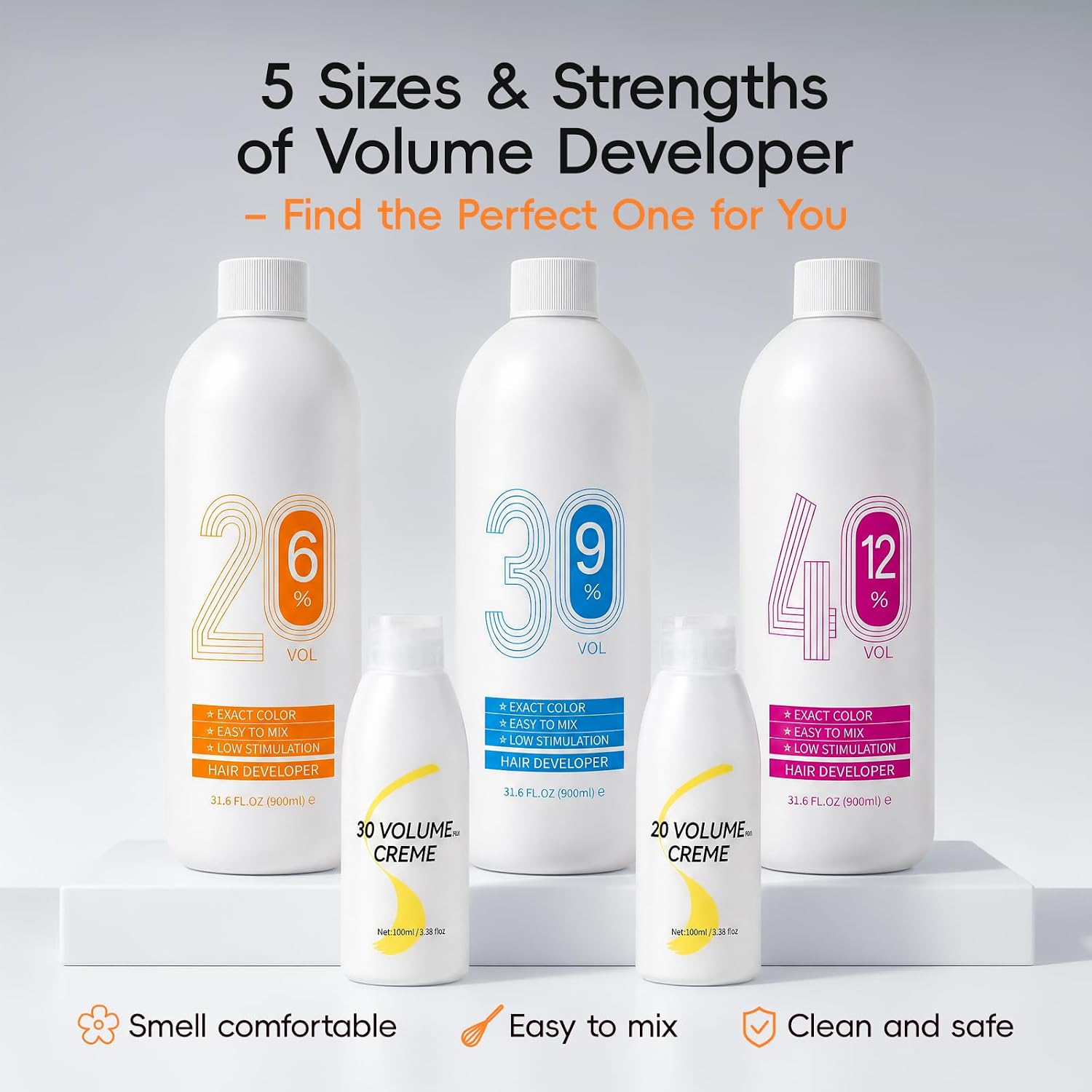 20 Volume Hair Developers (6%), 900ml Cream Hair Color Developer for Gray Coverage, Blending and Highlights, Safe Formula for Salon or Home Use