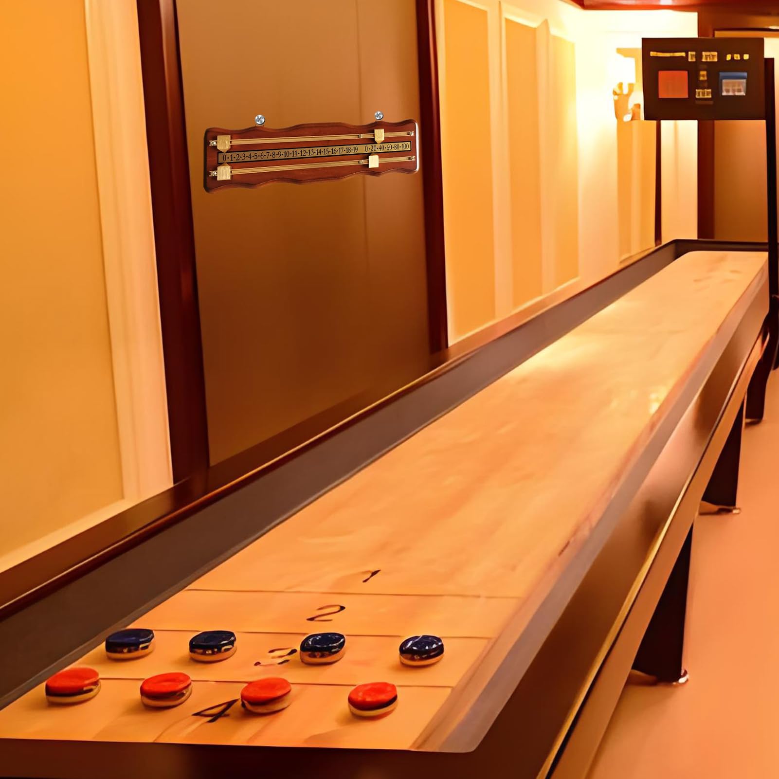 Generisch Shuffleboard, segnapunti da biliardo per giochi, tavola in metallo e ad alta densità con display di facile lettura, funzione trasparente riutilizzabile, uso per due giocatori, per calcio e